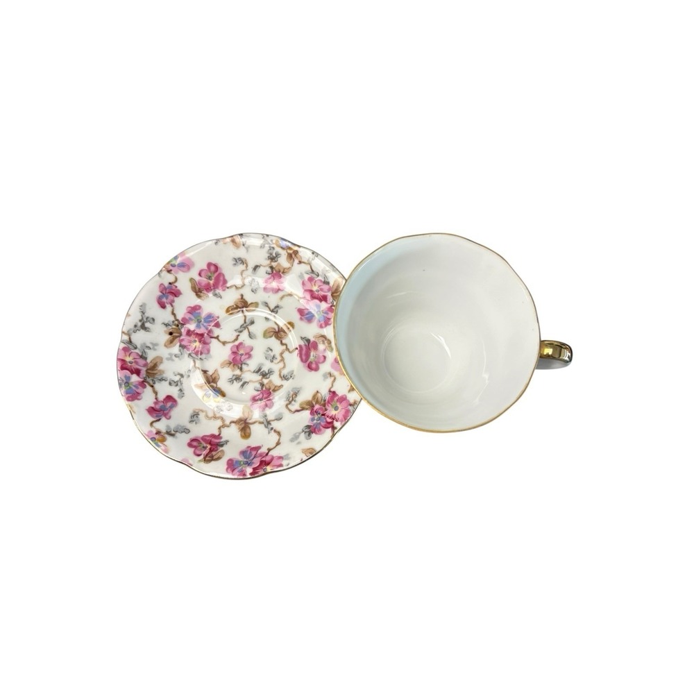 Vintage Lefton China 2119 Floral Tea Cup & Saucer Gold Trim Japan - Picture 6 of 7